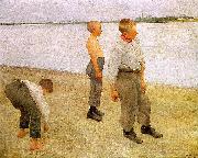 Karoly Ferenczy Boys Throwing Pebbles into the River oil painting reproduction